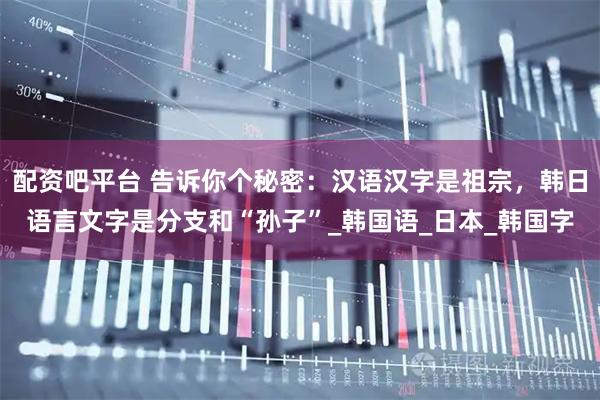 配资吧平台 告诉你个秘密：汉语汉字是祖宗，韩日语言文字是分支和“孙子”_韩国语_日本_韩国字