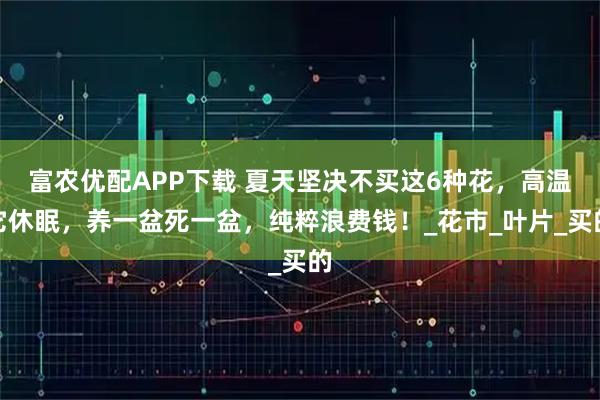 富农优配APP下载 夏天坚决不买这6种花，高温它休眠，养一盆死一盆，纯粹浪费钱！_花市_叶片_买的