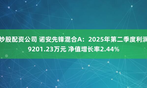 炒股配资公司 诺安先锋混合A：2025年第二季度利润9201.23万元 净值增长率2.44%